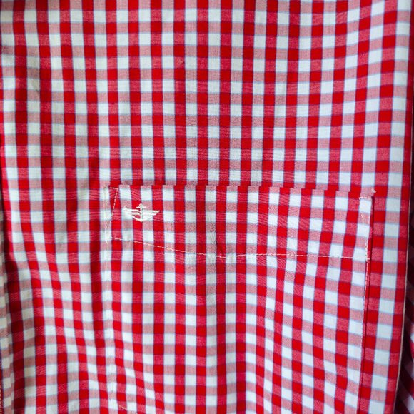 Dockers Men's Long Sleeve Button Down Red White Blue Check Shirt 2XLT NWOT TALL - Picture 5 of 10